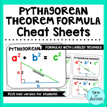 Preview of Pythagorean Theorem Formula Cheat Sheet