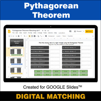 Preview of Pythagorean Theorem - Google Slides - Distance Learning - Digital Matching