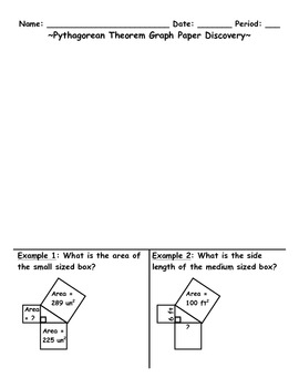 Preview of Pythagorean Theorem Graph Paper Discovery Activity