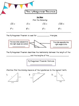 Preview of Pythagorean Theorem Guided Notes & Practice