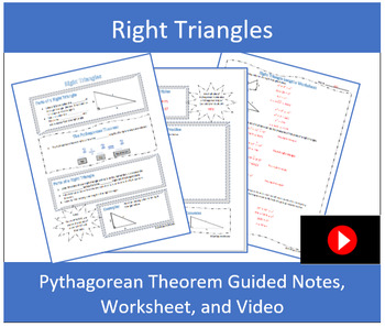 Preview of Pythagorean Theorem Guided Notes, Worksheet, and Video