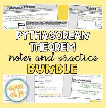 Preview of Pythagorean Theorem Guided Notes and Practice BUNDLE