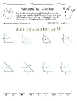 Preview of Pythagorean Theorem Halloween Worksheet