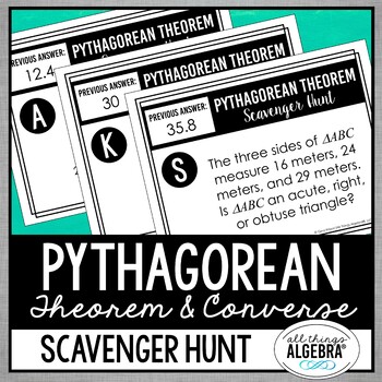 Preview of Pythagorean Theorem (Includes Converse and Word Problems) | Scavenger Hunt