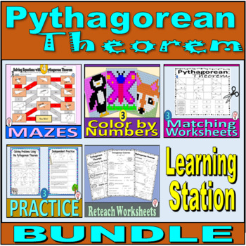 Preview of Pythagorean Theorem - Learning Station Resource Pack - BUNDLE
