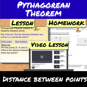 Preview of Pythagorean Theorem-Lesson 4-Distance Between Points