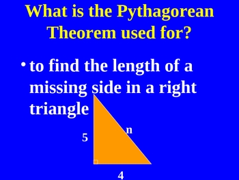 Preview of Pythagorean Theorem Lesson on Powerpoint