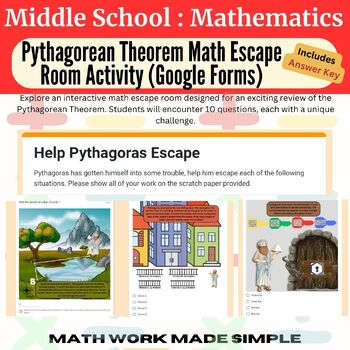 Preview of Pythagorean Theorem Math Escape Room Activity (Google Forms)