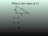Pythagorean Theorem Multiple Choice Quiz PowerPoint