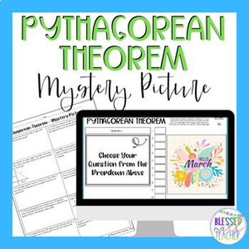 Preview of Pythagorean Theorem Mystery Picture Digital Activity and Worksheet - Pi Day