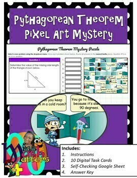 Preview of Pythagorean Theorem Mystery Puzzle | Digital Activity | Pixel Art
