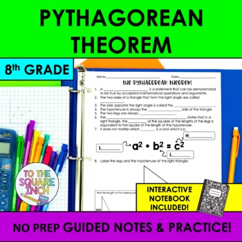 Preview of Pythagorean Theorem Notes & Practice | Guided Notes | + Interactive Notebook