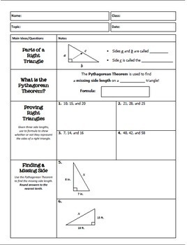 Pythagorean Theorem Notes and Bingo by All Things Algebra | TpT