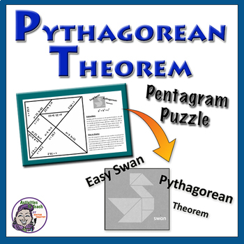Preview of Middle School Math: Pythagorean Theorem Pentagram Puzzle - Swan (Easy)