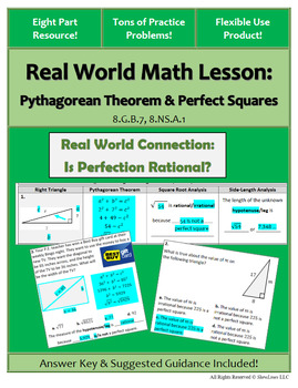 Preview of Pythagorean Theorem & Perfect Squares: Engaging 8 Part Lesson (Flexible Use!)