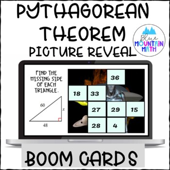 Preview of Pythagorean Theorem  Picture Reveal Boom Cards--Digital Task Cards