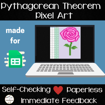 Preview of Pythagorean Theorem Pixel Art - Digital Math Activity - Valentine's Day Themed