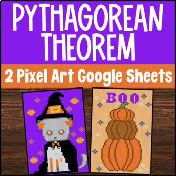 Preview of Pythagorean Theorem Pixel Art | Google Sheets | Triangle Hypotenuse | Fall