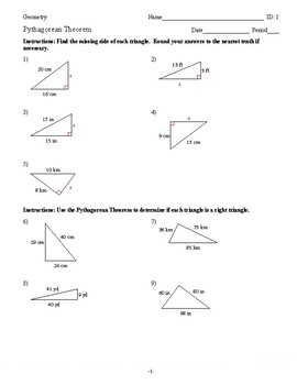 Preview of Pythagorean Theorem Practice (5 Different Worksheet Versions)