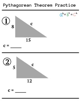 Preview of Pythagorean Theorem Practice