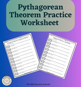 Preview of Pythagorean Theorem Practice Worksheet