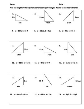 Preview of Pythagorean Theorem Practice Worksheet or Warm-Ups