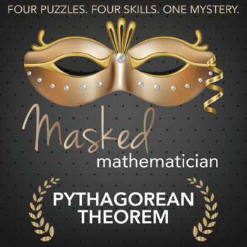 Preview of Pythagorean Theorem Printable & Digital Review Activity - Masked Teacher Game