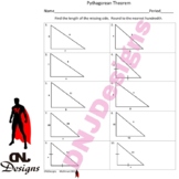 Pythagorean Theorem Printable/Handout/Homework