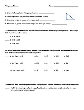 Preview of Pythagorean Theorem Quiz