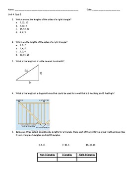 Preview of Pythagorean Theorem Quiz
