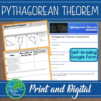 Preview of Pythagorean Theorem Assessment - Print and Digital - Google Forms