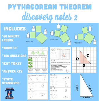 Preview of Pythagorean Theorem- Real Life Discovery Notes and Practice