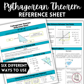Preview of Pythagorean Theorem Reference Sheet