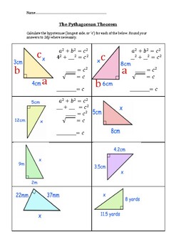 Preview of Pythagorean Theorem Scaffolded Worksheet