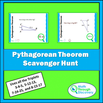 Geometry Pythagorean Theorem Scavenger Hunt By Math Through Discovery Llc