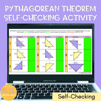 Preview of Pythagorean Theorem Self Checking Digital Activity for Pre-Algebra