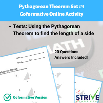 Preview of Pythagorean Theorem Set 1 Goformative.com Online Activity