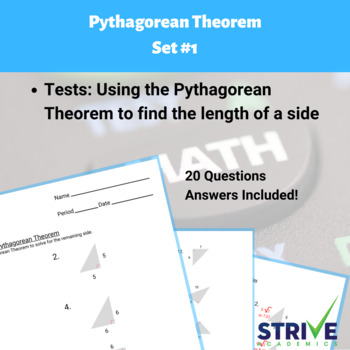 Preview of Pythagorean Theorem Set 1 Worksheet