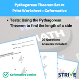 Pythagorean Theorem Set #1 Worksheet and Goformative.com O