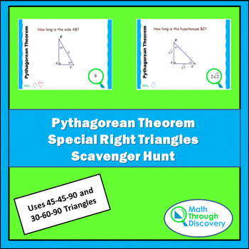 Geometry Pythagorean Theorem Special Right Triangles Scavenger Hunt