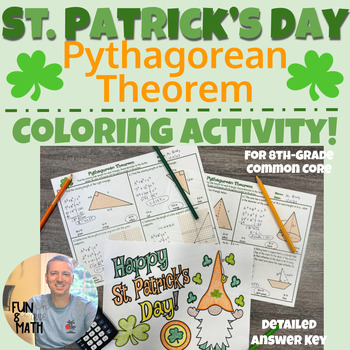 Preview of Pythagorean Theorem St. Patrick's Day Coloring Activity 8th Grade