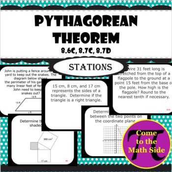 Preview of Pythagorean Theorem Stations Review (8.6C, 8.7C, 8.7D)