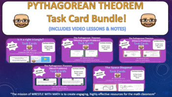 Preview of Pythagorean Theorem Task Card Bundle (60 Cards & Interactive Videos!)