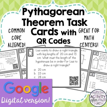 Preview of Pythagorean Theorem Task Cards GOOGLE Slide Distance Learning