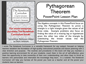 Preview of Pythagorean Theorem - The Notebook Curriculum Lesson Plans