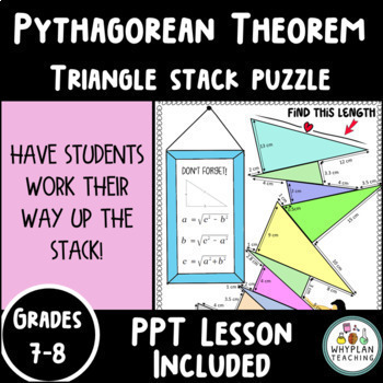 Preview of Pythagorean Theorem Triangle Lesson and Stack Puzzle Activity