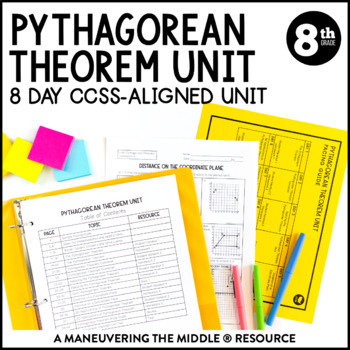 Preview of 8th Grade Geometry | Pythagorean Theorem Unit | Distance on a Coordinate Plane