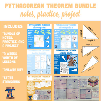 Preview of Pythagorean Theorem Unit Bundle- Notes, Practice, and Project