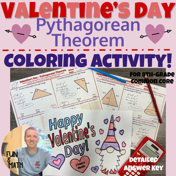 Preview of Pythagorean Theorem Valentine's Day Coloring Activity 8th Grade