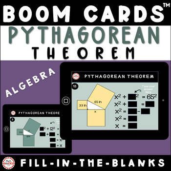 Preview of Pythagorean Theorem Visual Area Model With Scaffolding Digital Boom Cards™!